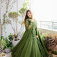 Premium Indian Full Flared Vibrant Green Angrakha Style Anarkali Kurta set