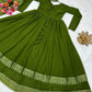 Premium Indian Full Flared Vibrant Green Angrakha Style Anarkali Kurta set