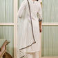 White Self Design Embroidered Kurta Dupatta Set