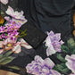 Black Floral Organza Digital Print Saree Zari Border with Unstitched Blouse