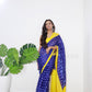 Women's Hand Block Printed Cotton Mulmul Saree With Blouse