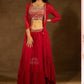 Designer Heavy Georgette jacket lengha. Valentine Special Red shrug lengha With Heavy Embroidery Work. Indowestern Fusion bridesmaids