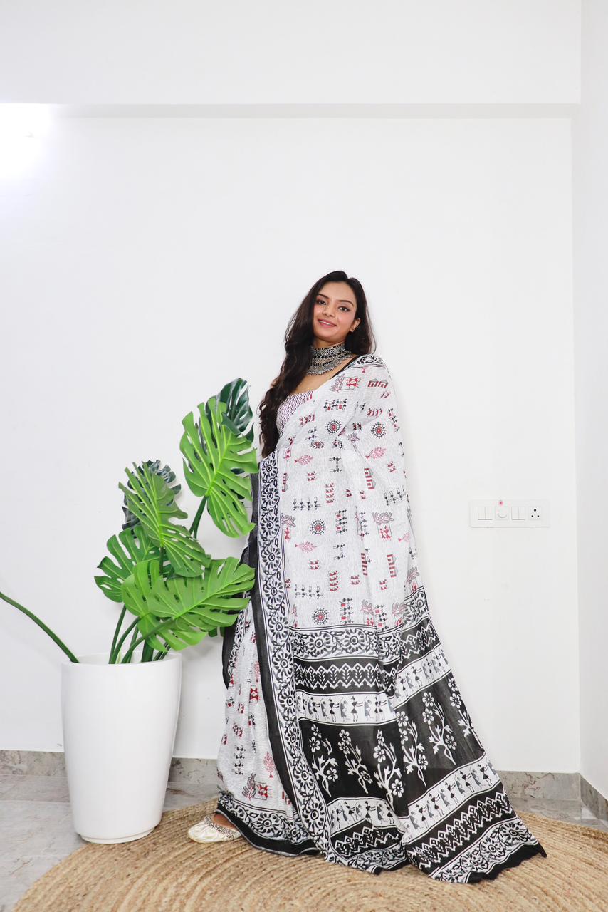 Pure Soft Cotton Printed saree
