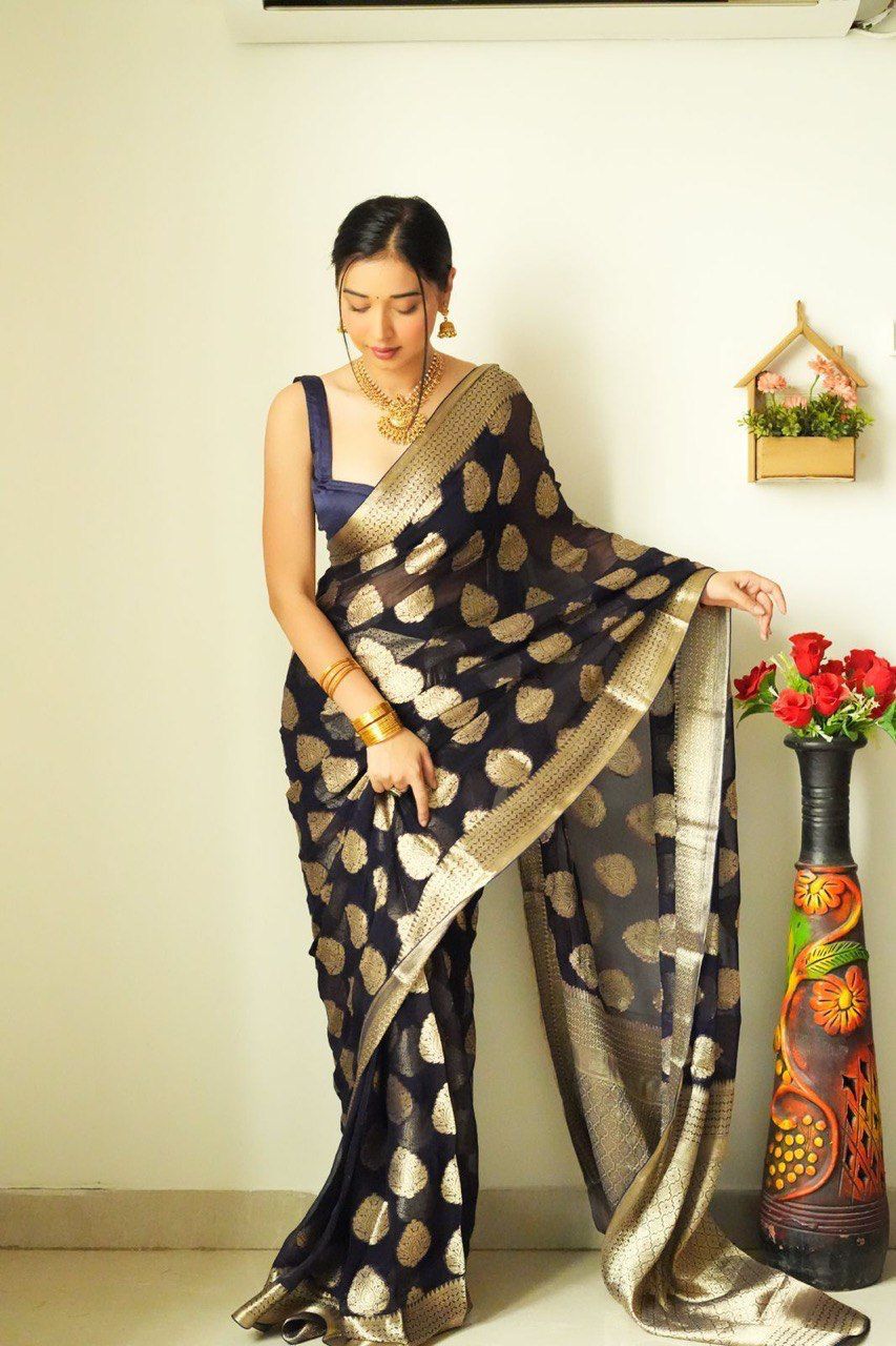 Ready To Wear Designer Black Sar saree