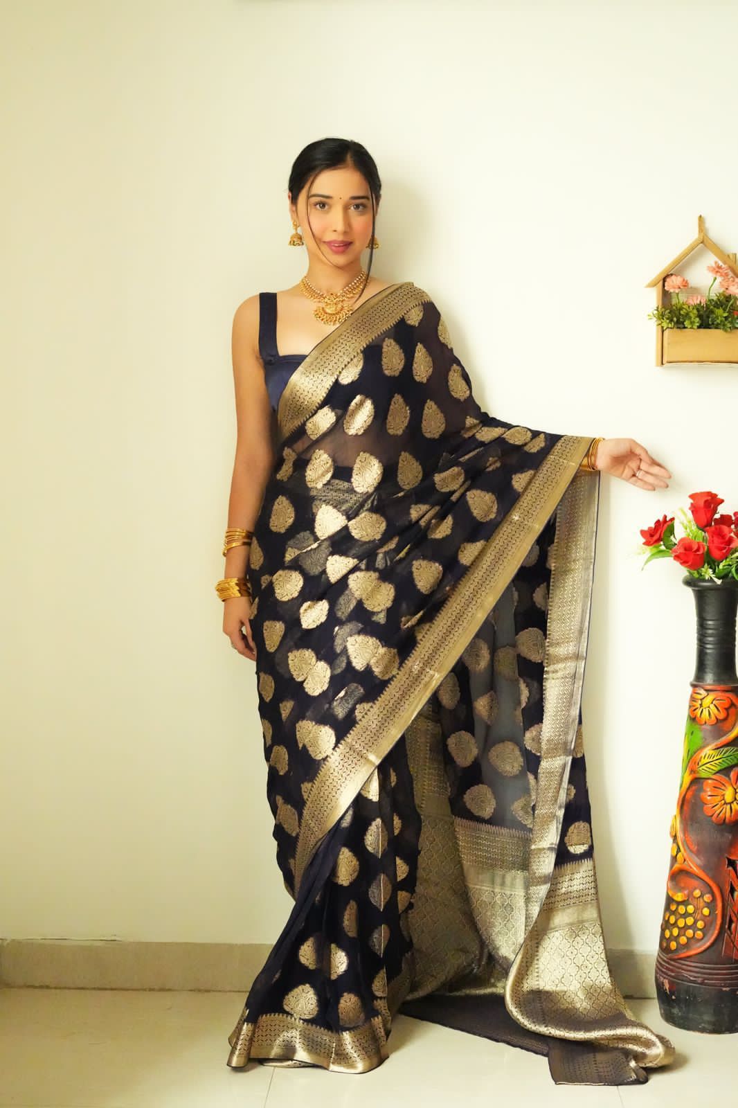 Ready To Wear Designer Black Sar saree