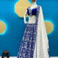 Blue  Croeape With Printed work  Lehenga choli