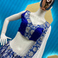 Blue  Croeape With Printed work  Lehenga choli