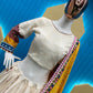 white  Croeape With Printed work  Lehenga choli