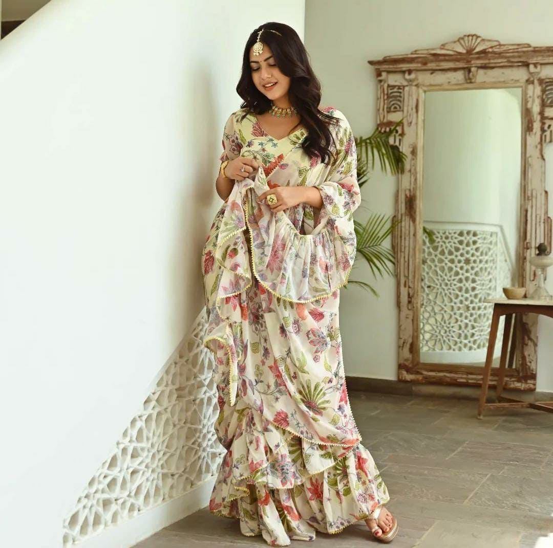 Trending Designer Lehenga-Saree with Embroidered Work – Mahotsav Fashion