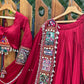 Navratri Special Red Chaniya Choli For Garba, Pure Reyon Readymade Navratri Lehenga, Full flare lehenga, real mirror work embroidered blouse