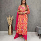 Nazakat Multi colour Printed Nayra Cut Dress