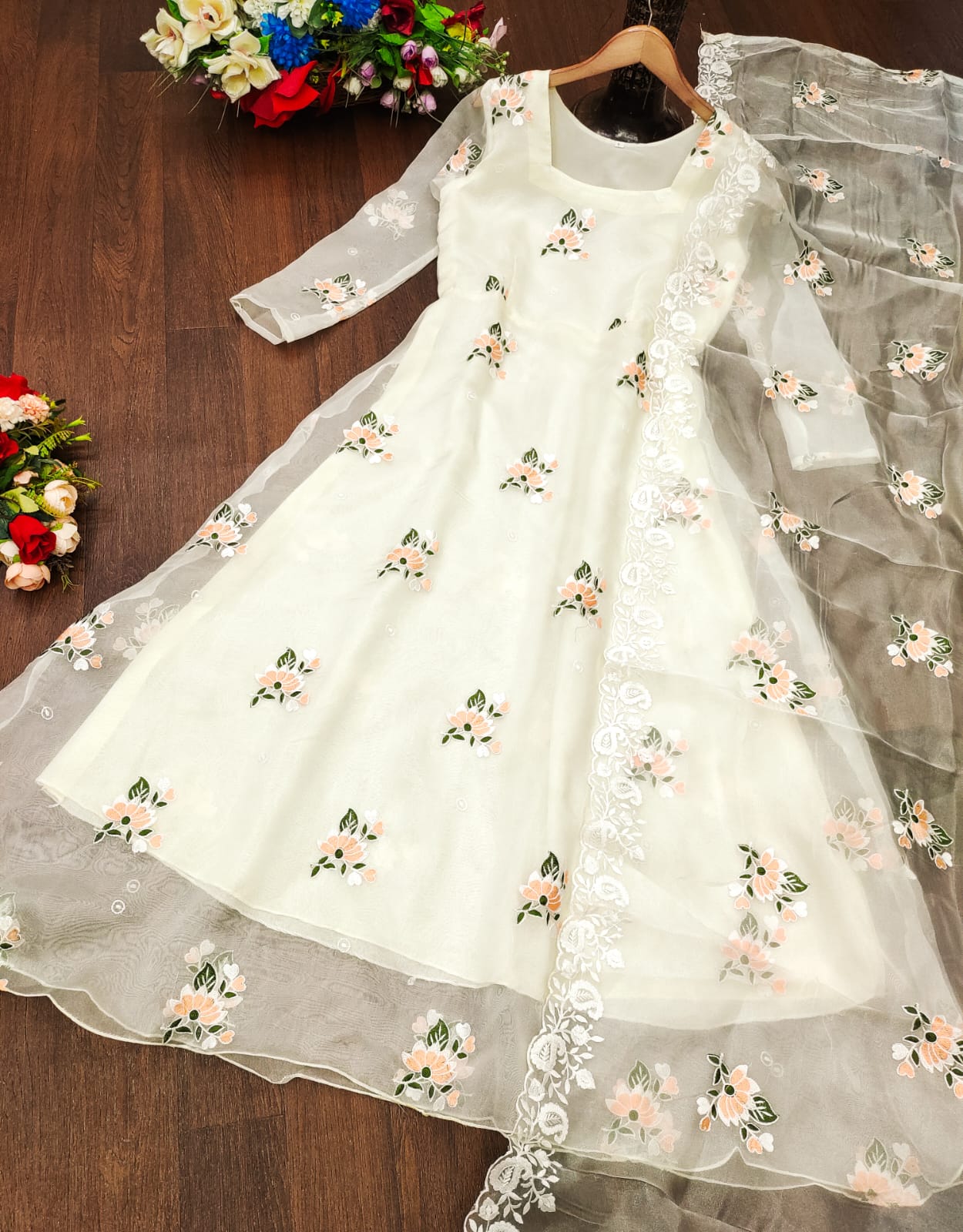 Embroidered Organza Frock