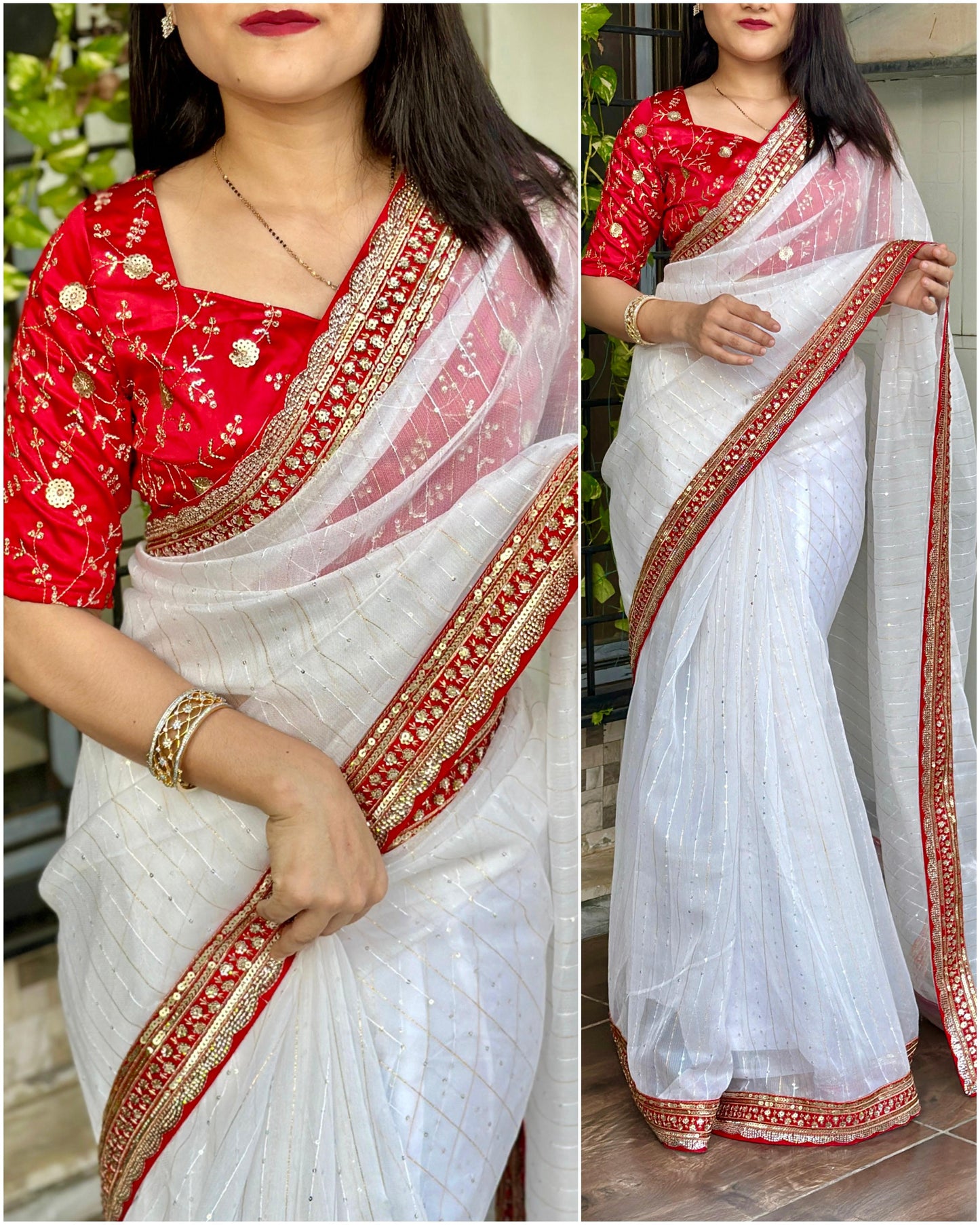 Organza saree| chikankari sarees