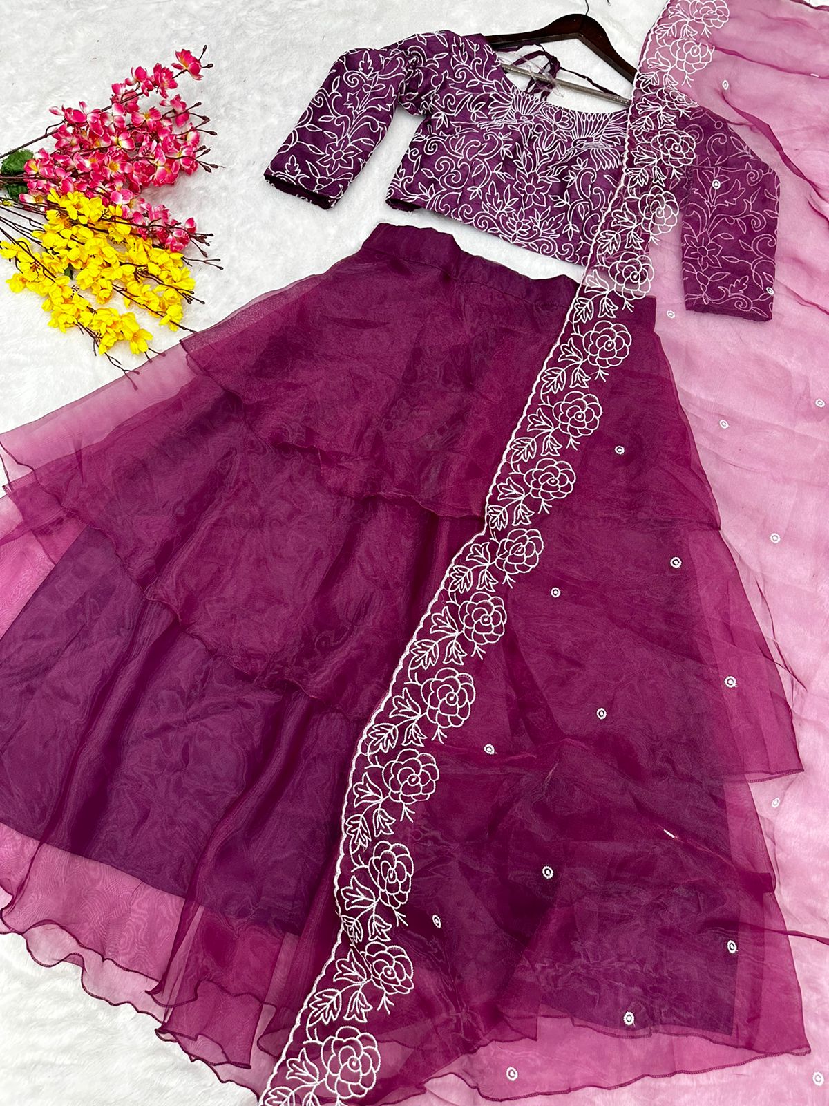 Navaratri rock With This Printed End Kodi Lace Lehenga CholWith Dupatta