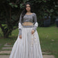 Cream Color Georgette with Sequence Work Woman Designer Party wear Lehenga Choli with Dupatta Set , Wedding Wear Southindian Style Dress