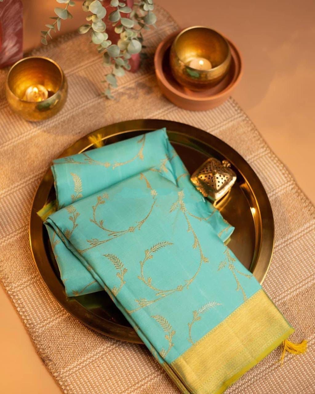 Soft but elegant lichi silk blue banarasi saree for women, wedding saree with zari weaving work, jacquard saree for function, designer saree