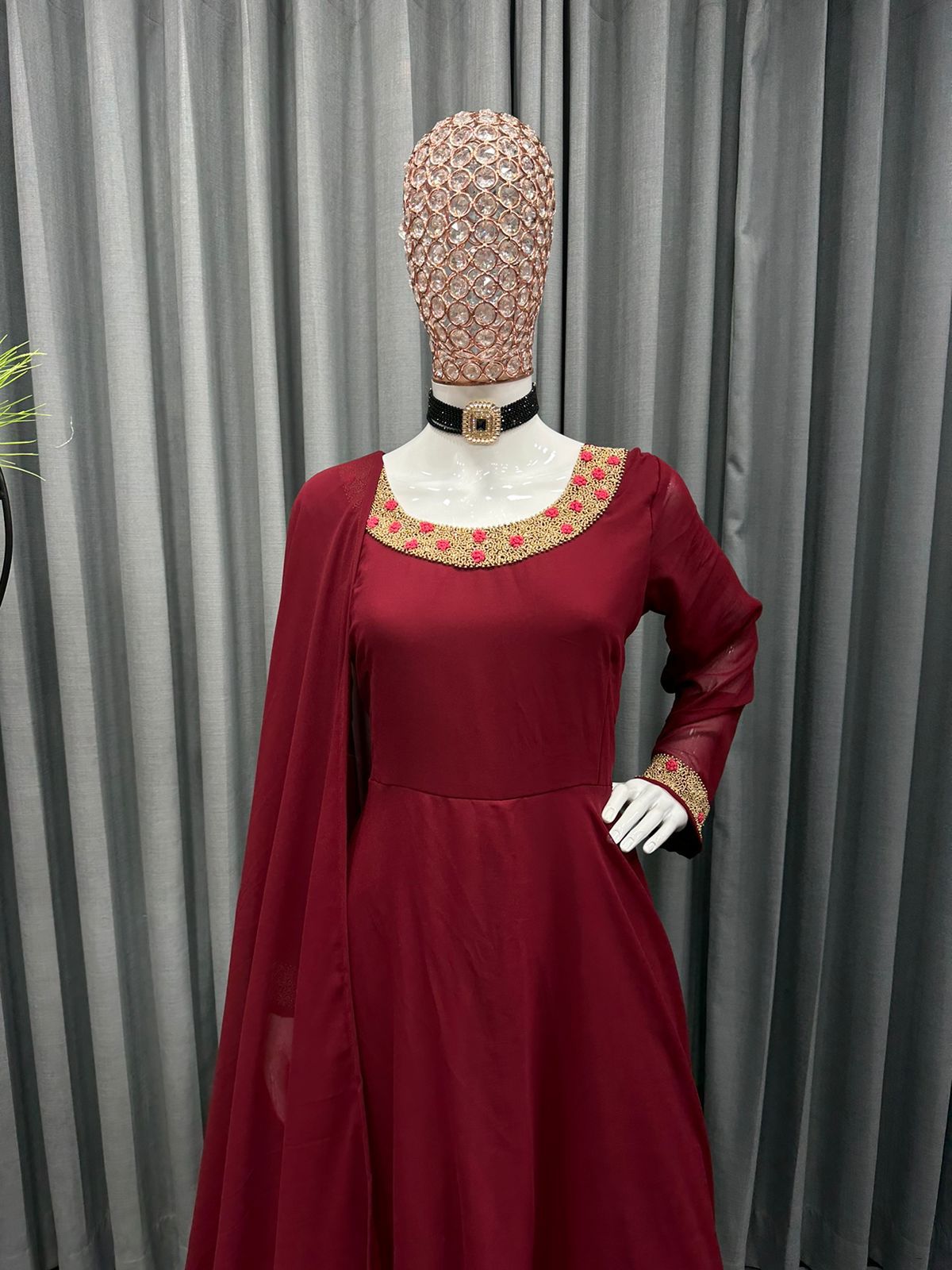 Beautiful Designer Faux Georgette febric with Havy Hand work And Pent Suit