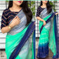 Print with zari lining saree