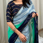 Print with zari lining saree