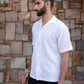 Solid beige  seersucker Half sleeve Shirt