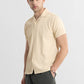 Solid beige  seersucker Half sleeve Shirt