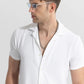 Solid white seersucker Half sleeve Shirt