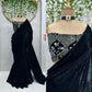 Black crushed saree with ready to wear Blouse