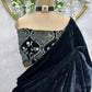 Black crushed saree with ready to wear Blouse