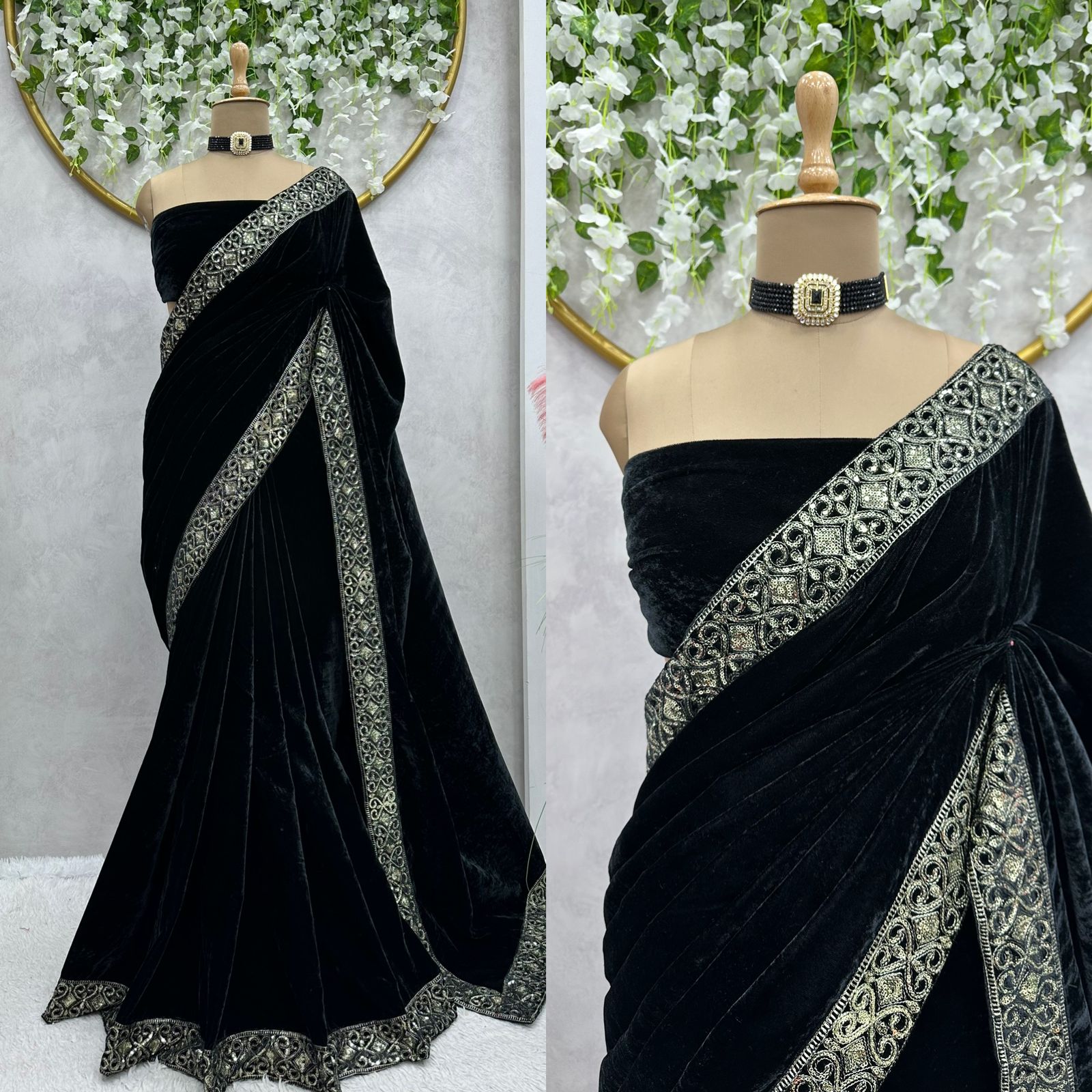 Black printed blouse Set Saree Onam | Fashionable saree blouse designs, Set  saree, Set saree kerala