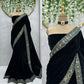 Black Georgette Set Saree With Blouse