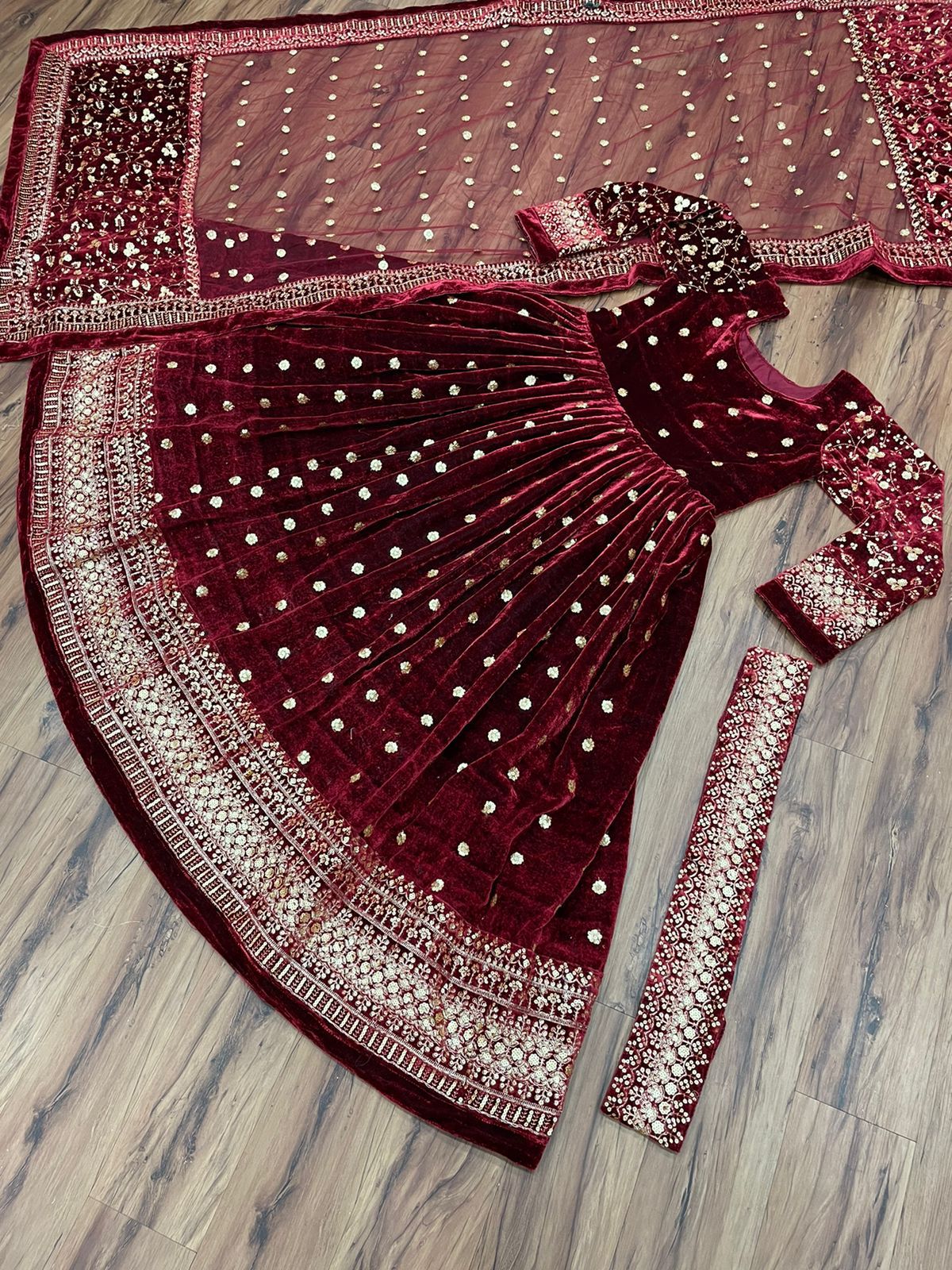 Bridal Reception Lahnga In Dark Maroon Color Model# B 1825 | Red bridal  dress, Pakistani bridal dresses, Indian bridal dress