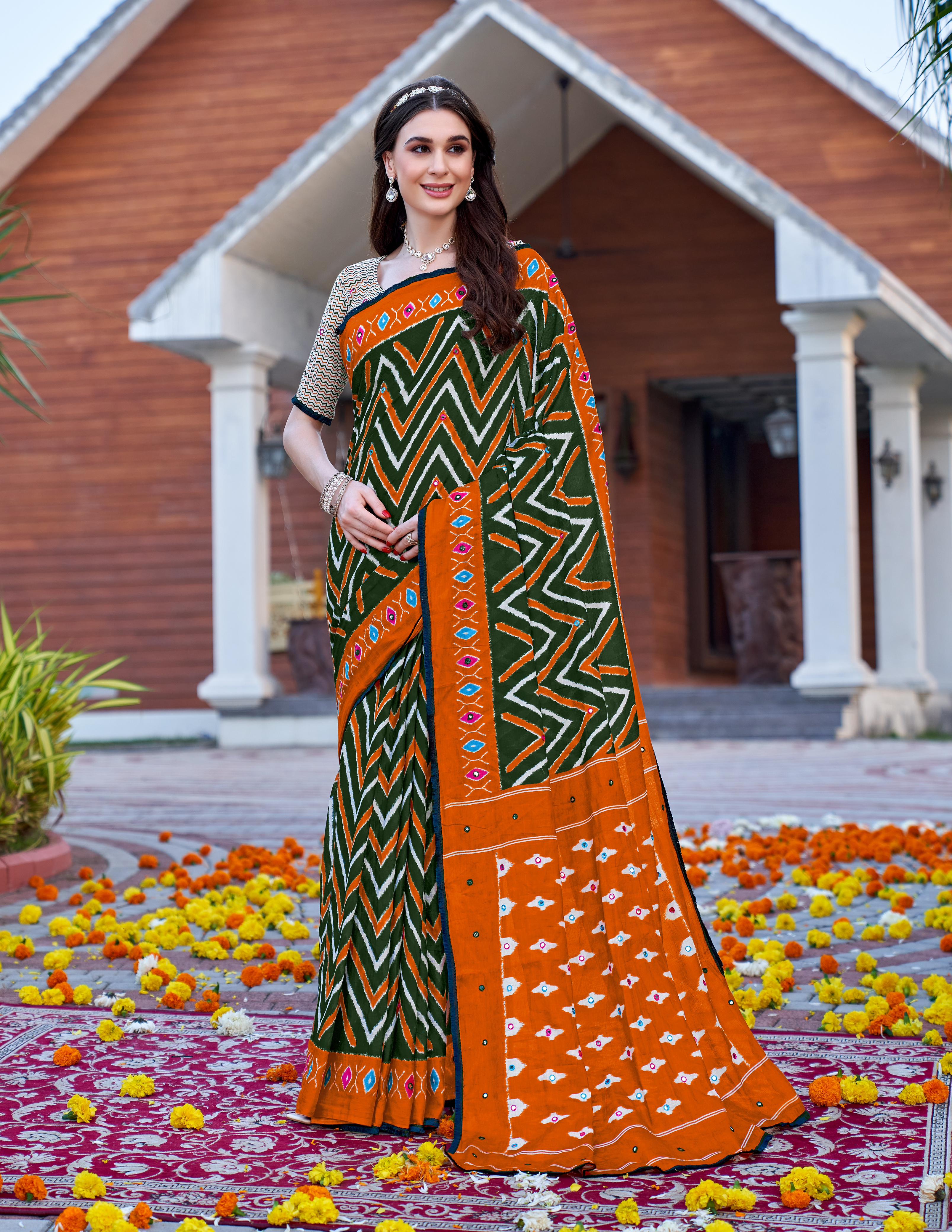 Color Block Georgette Saree in Multicolor : SKK37167