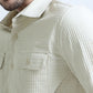 Ivory Textured Solid Double Pocket Shirt