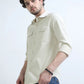 Ivory Textured Solid Double Pocket Shirt