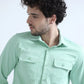 Textured Solid Double Pocket Shirt