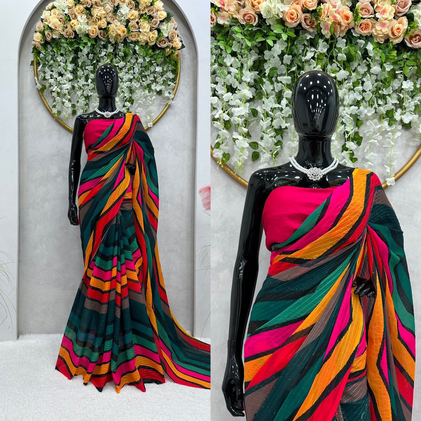 Bollywood Style Fancy Havy Georgette Saree, Embroidery Sequence Work Sari,New Arrival Gorgeous Look Saree Gift For Wife, Sari For Women