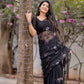 Black Color Indian Designer Saree With Sequence Embroidery in Georgette