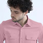 peach  Textured Solid Double Pocket Shirt