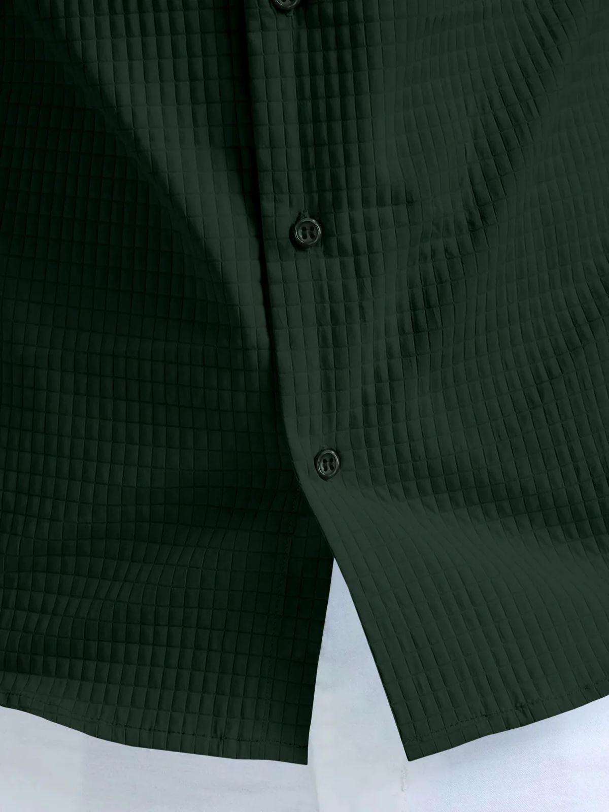 Basil Green Textured Solid Double Pocket Shirt