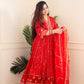 Redaymade anarkali red colour suit hevy reyon cotton fabric suit