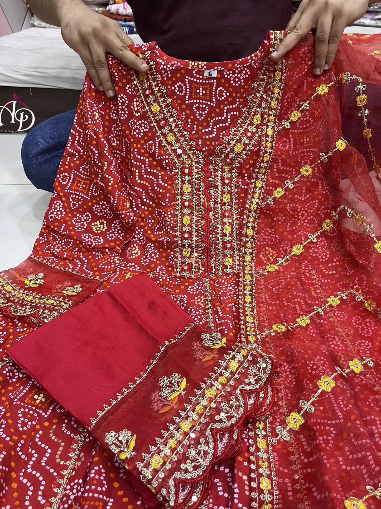 Redaymade anarkali red colour suit hevy reyon cotton fabric suit