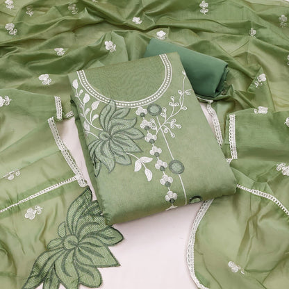 Unstitched Cotton Blend Chudidar Fabric Self Design