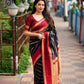 Designer Beetroot Soft Litchi Silk Lace Border Saree With Unstitched Blouse