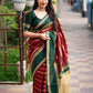 Designer Beetroot Soft Litchi Silk Lace Border Saree With Unstitched Blouse