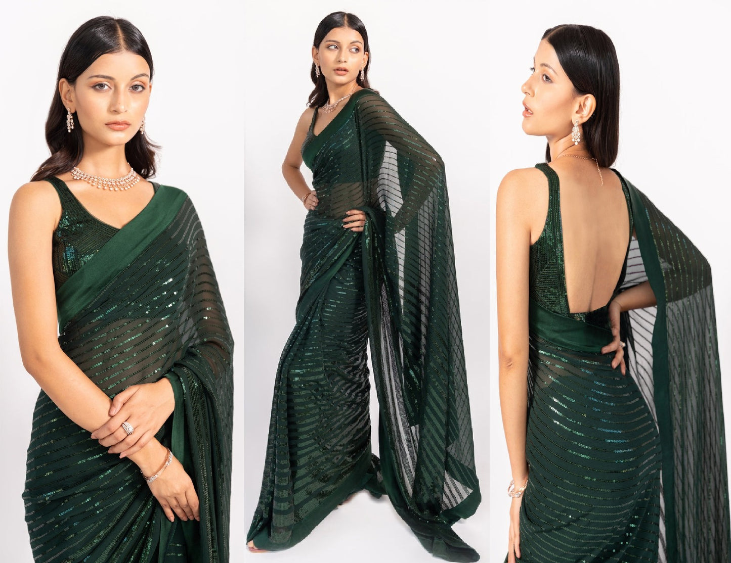 Women  Embellished Georgette Regular Sari with Blouse Piece