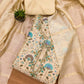 Women's Heavy Modal print handWork Unstitched Salwar Suit Dress Material With Chanderi Work Dupatta