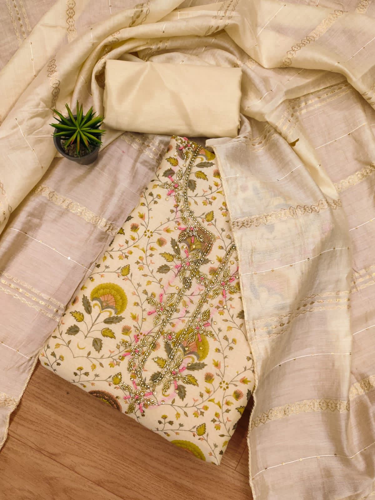white christmas dresses Buy Unstitched Dark Blue Chanderi Suit Materials Online – Fabric Bazaar main image 1