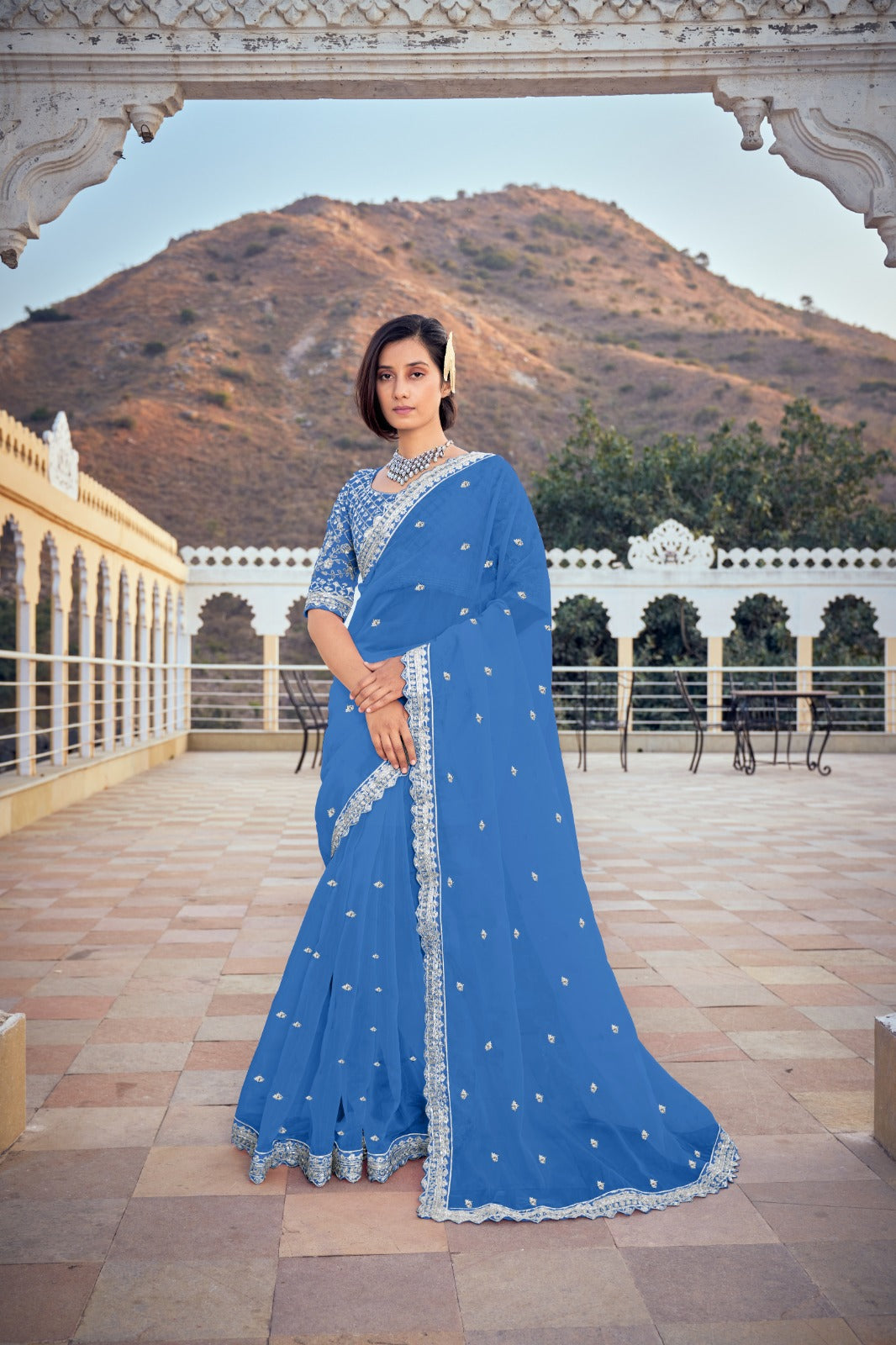 New Trditional Georgette Saree With fency design