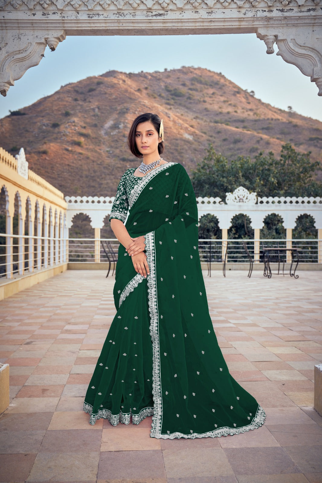 New Trditional Georgette Saree With fency design