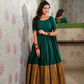 Handloom Pure Silk Halfsaree With Long Bold Zari Border Paired With Chanderi Pichwai Dupatta Gown
